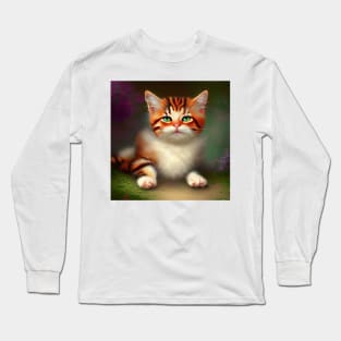 Cute ginger cat digital painting Long Sleeve T-Shirt